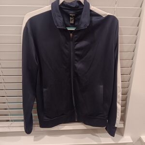 Forever 21 Navy and White Zip-Up Jacket